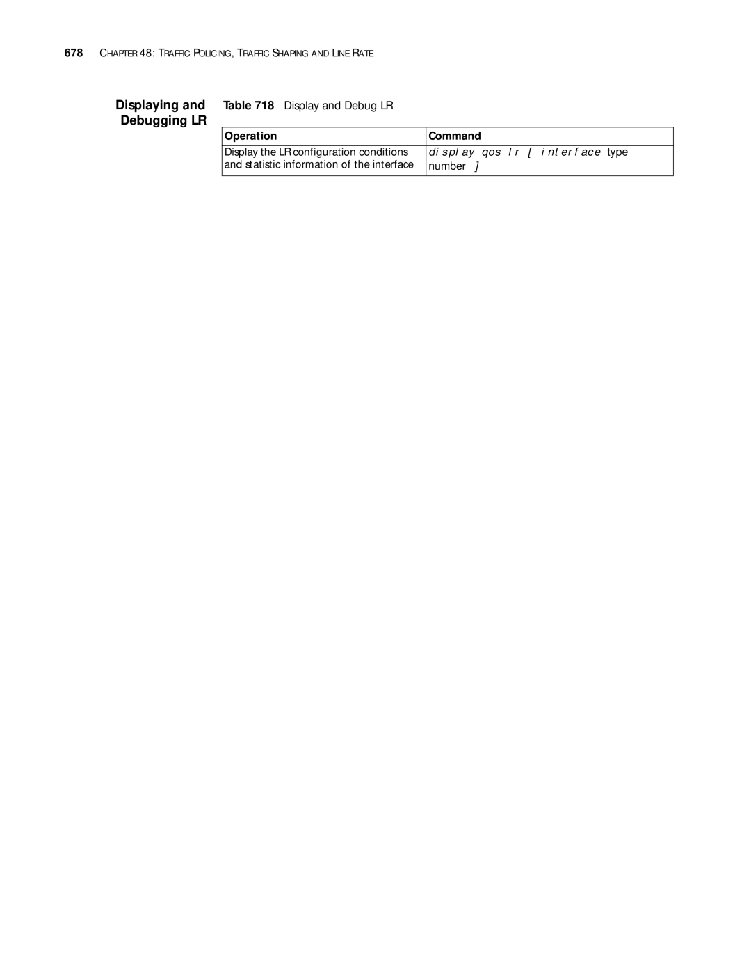 3Com 10014299 Displaying Display and Debug LR Debugging LR, Operation Command Display the LR configuration conditions 