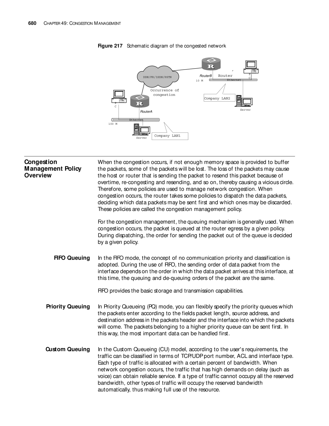 3Com 10014299 manual Congestion, Management Policy, Fifo Queuing, Priority Queuing, Custom Queuing 