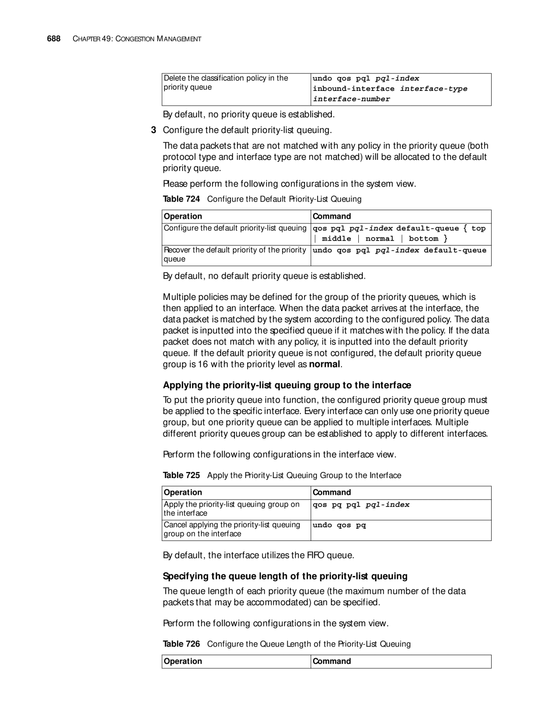 3Com 10014299 Applying the priority-list queuing group to the interface, By default, the interface utilizes the Fifo queue 