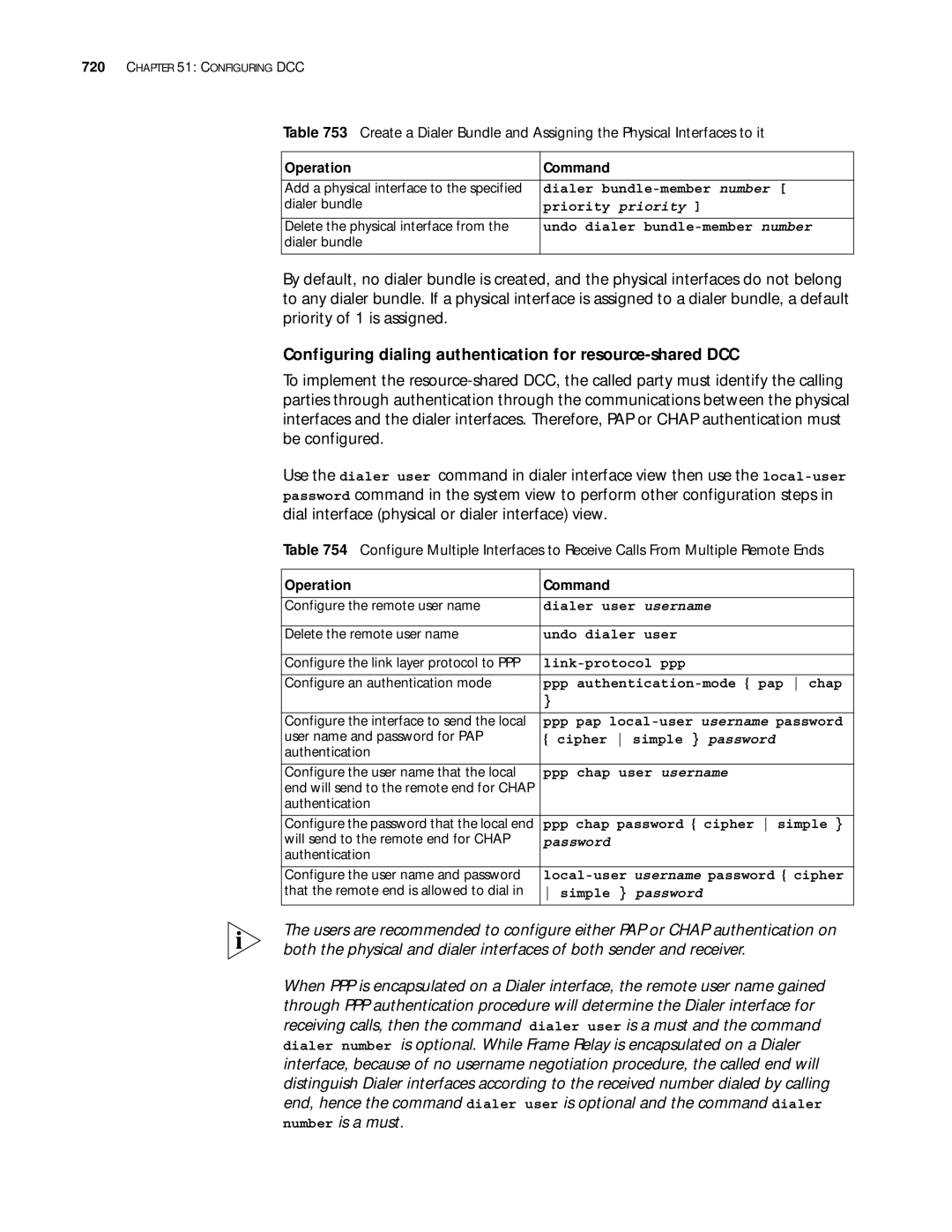 3Com 10014299 manual Configuring dialing authentication for resource-shared DCC 