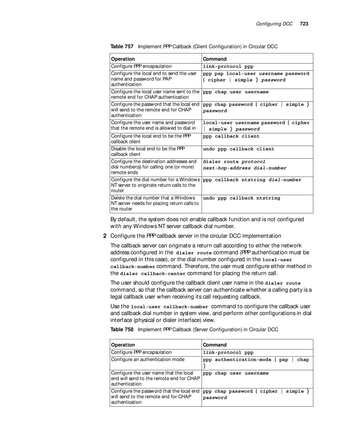 3Com 10014299 manual Implement PPP Callback Client Configuration in Circular DCC 