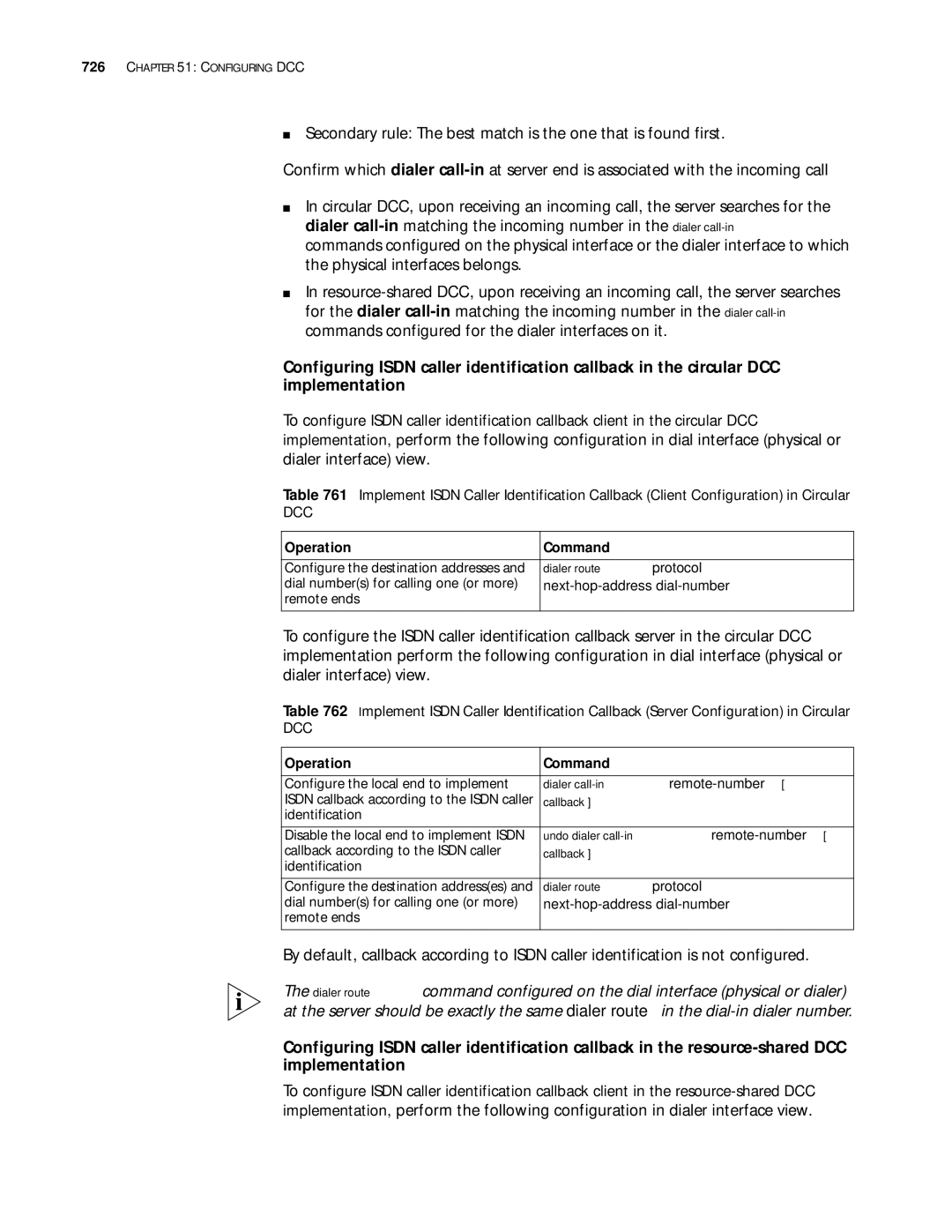 3Com 10014299 Operation Command Configure the local end to implement, Identification, Undo dialer call-in remote-number 