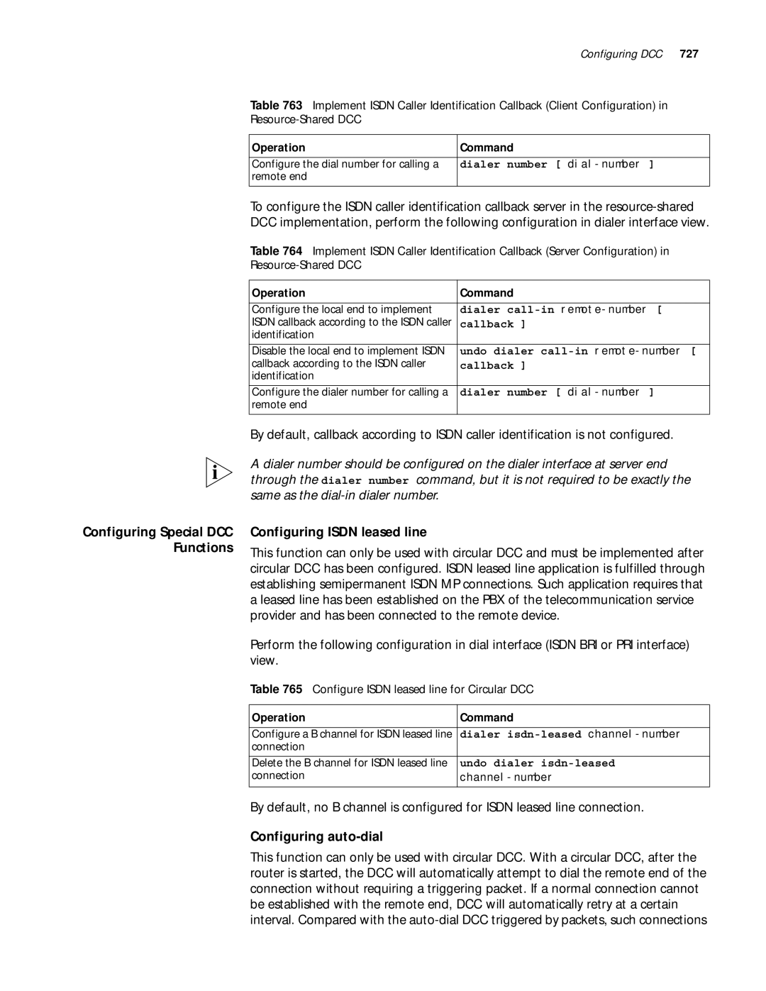 3Com 10014299 manual Configuring Isdn leased line, Configuring auto-dial, Configuring Special DCC Functions, Channel-number 