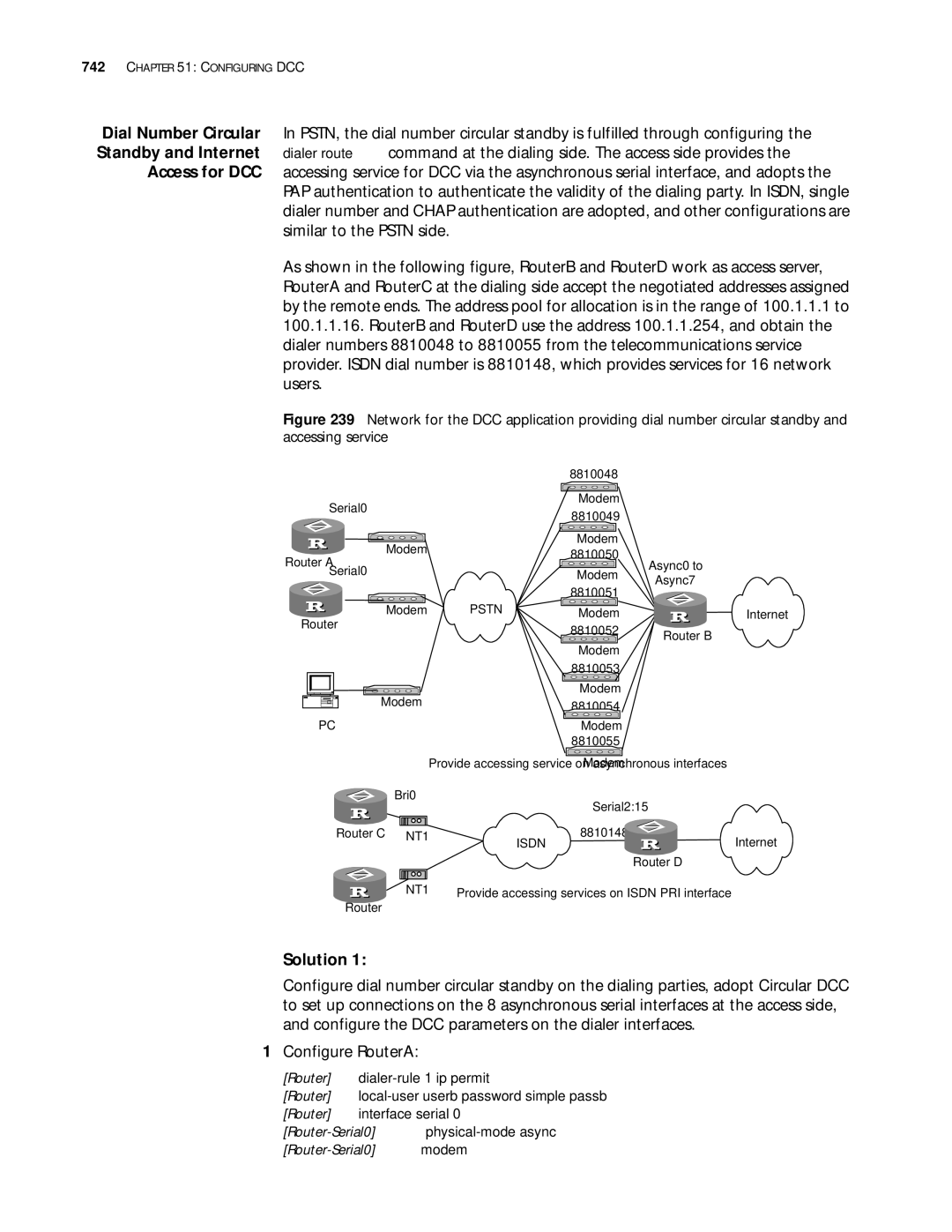 3Com 10014299 manual Dial Number Circular Standby and Internet Access for DCC, Solution 