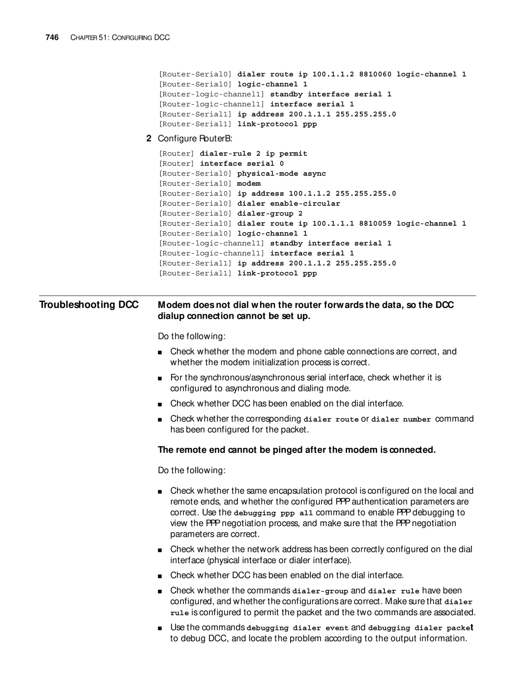 3Com 10014299 manual Remote end cannot be pinged after the modem is connected 