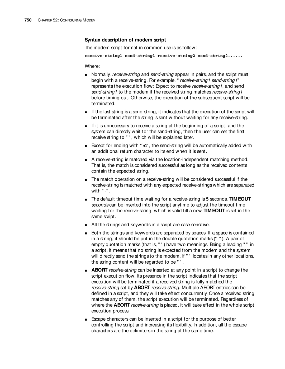 3Com 10014299 manual Syntax description of modem script, Modem script format in common use is as follow 