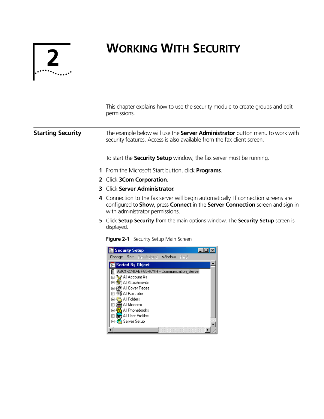 3Com 10031370-01 setup guide Working with Security, Starting Security 