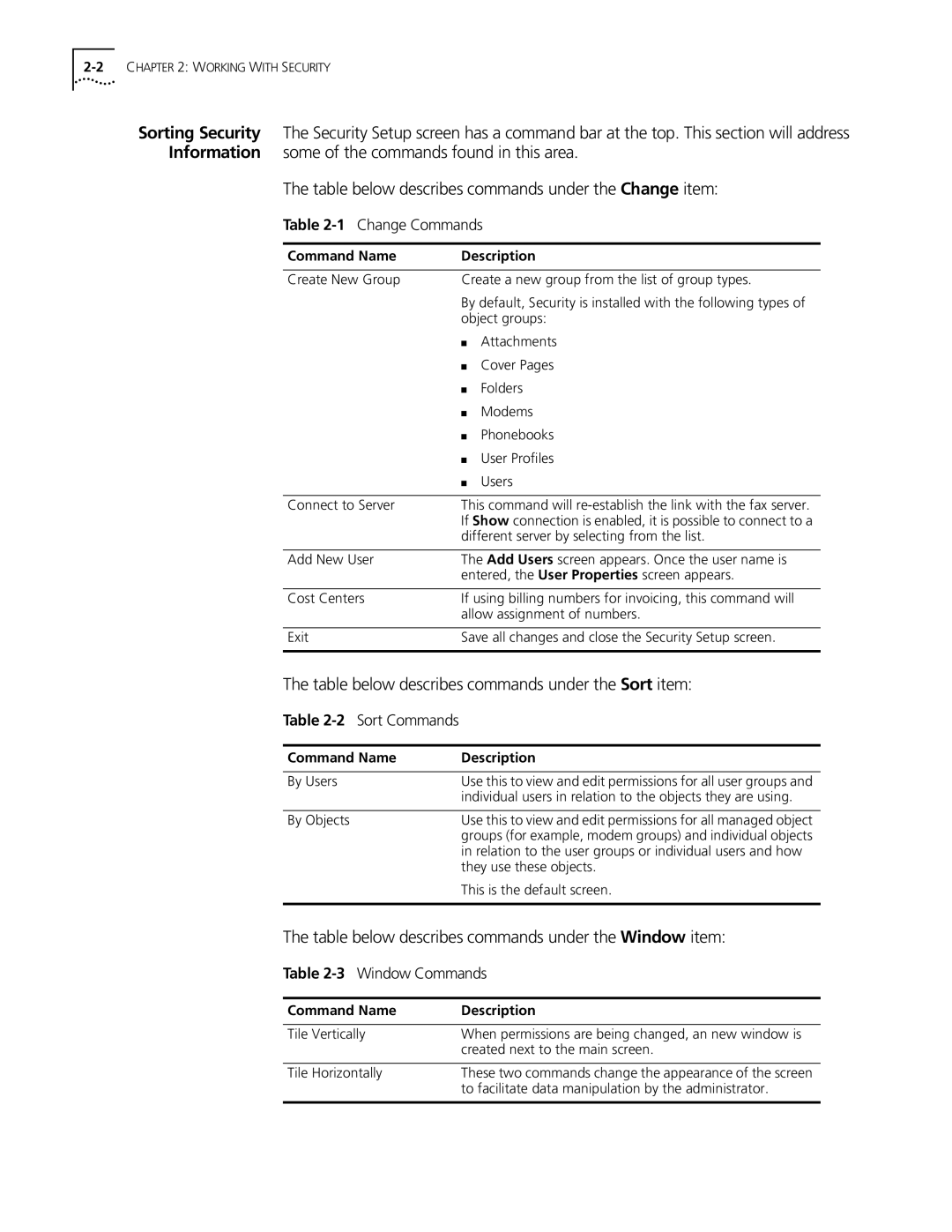 3Com 10031370-01 setup guide Table below describes commands under the Sort item 