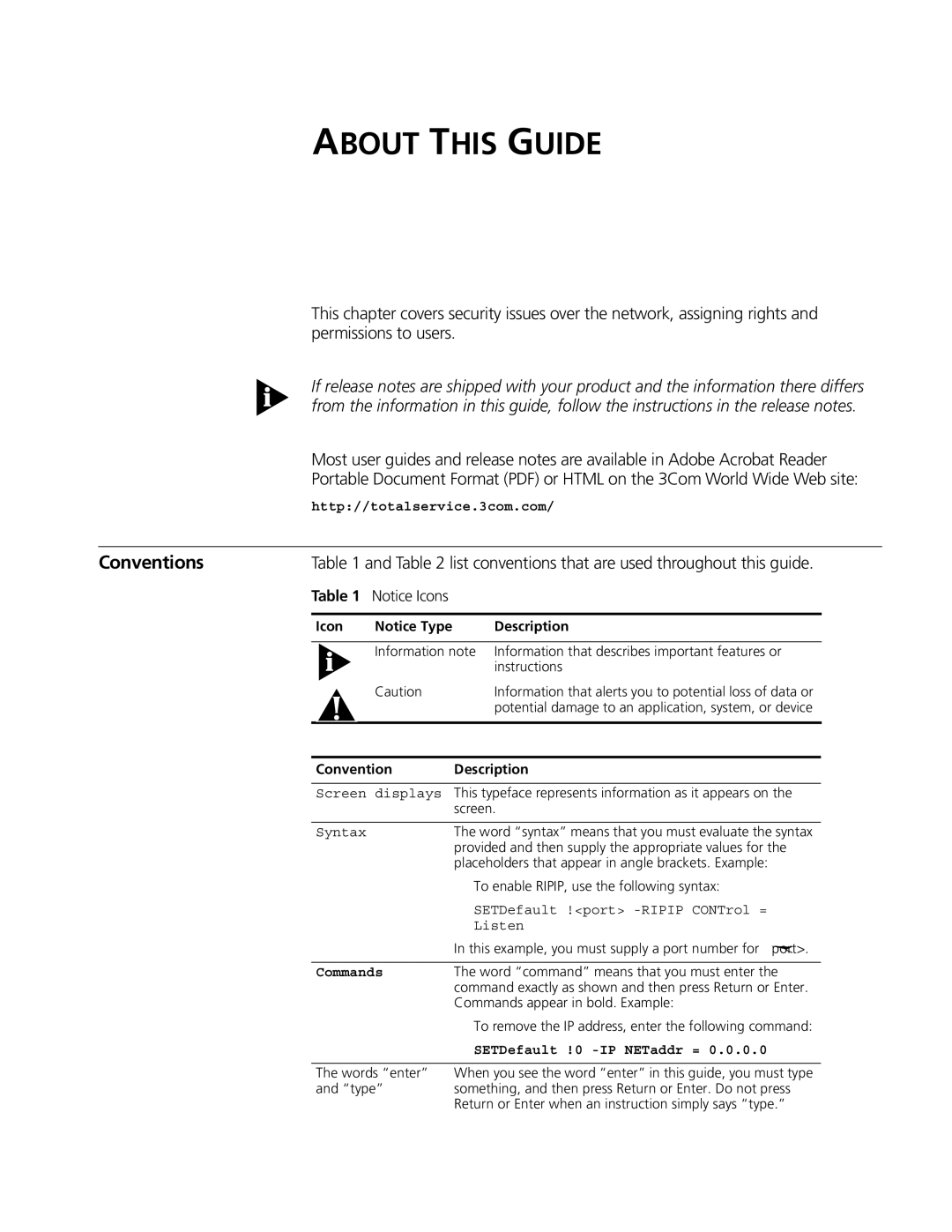 3Com 10031370-01 setup guide About this Guide, Conventions 