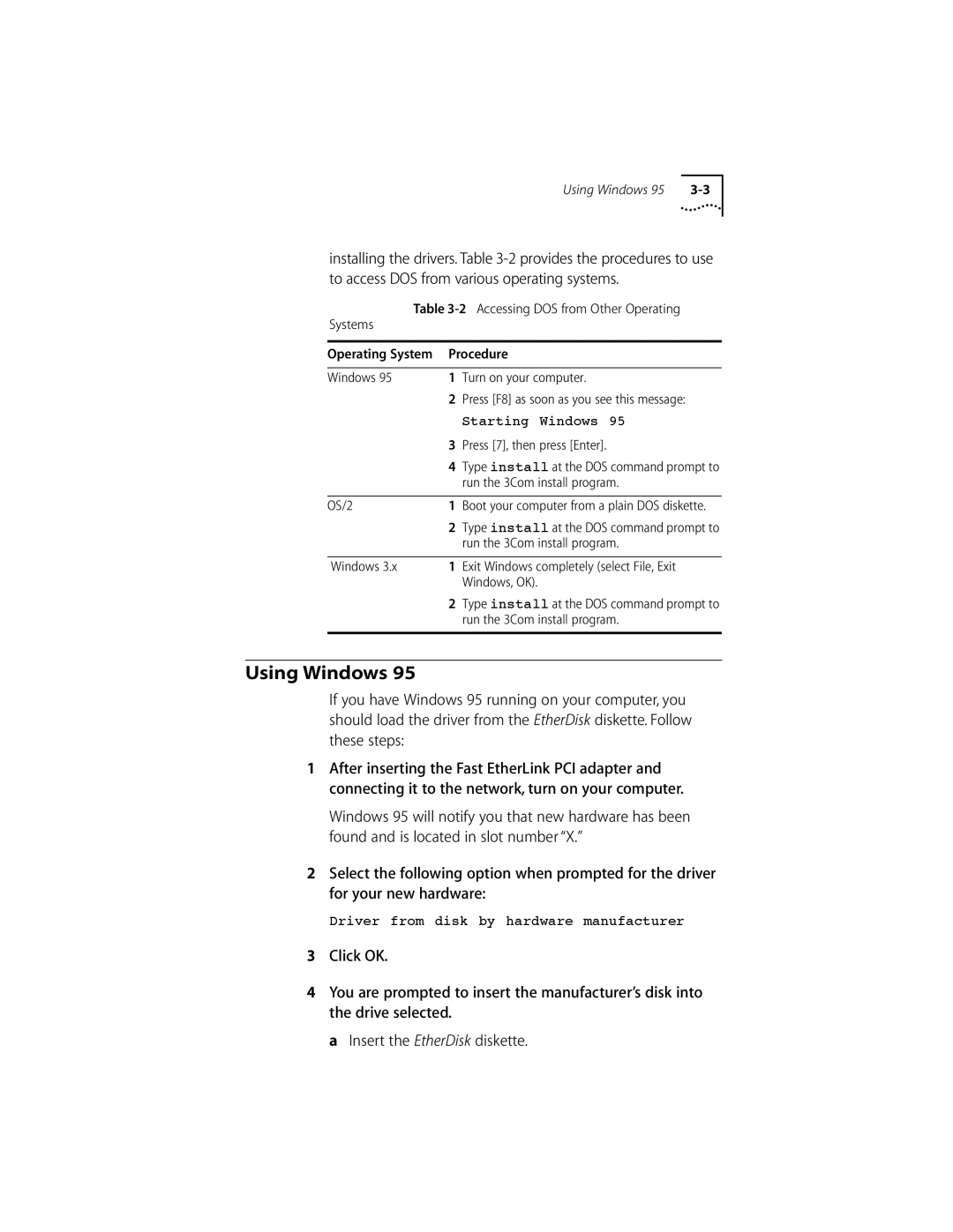 3Com 10/100BASE-T4 PCI manual Using Windows 