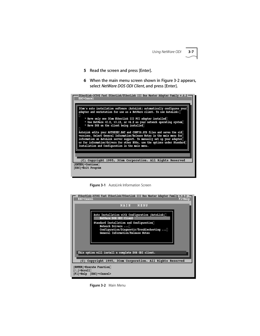 3Com 10/100BASE-T4 PCI manual Read the screen and press Enter, ESC=Cancel 