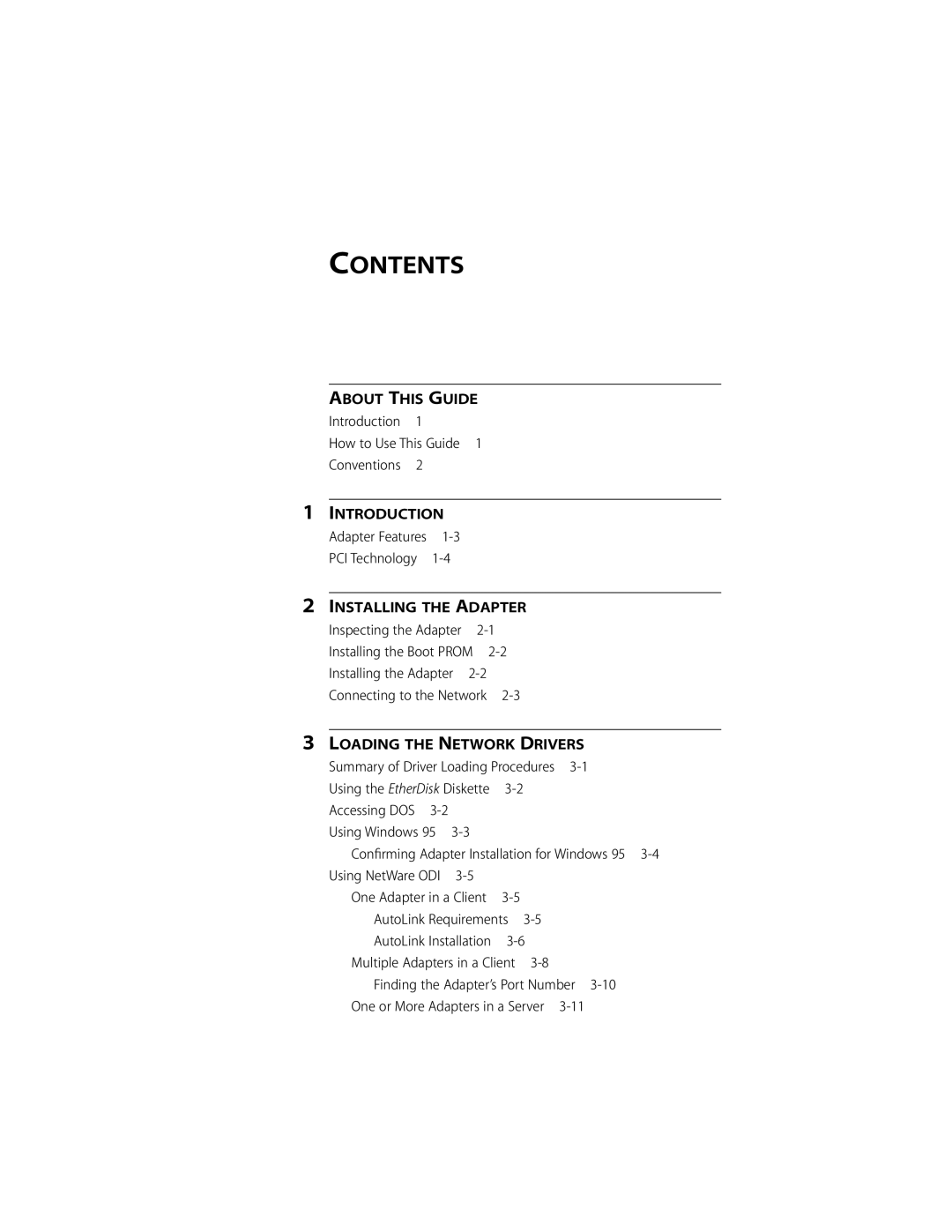 3Com 10/100BASE-T4 PCI manual Contents 