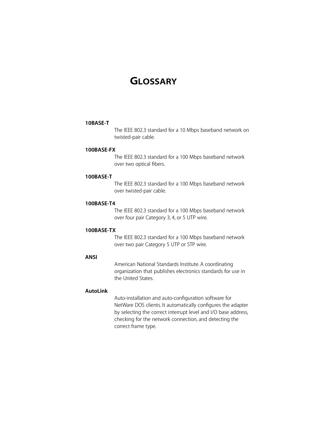 3Com 10/100BASE-T4 manual Glossary 