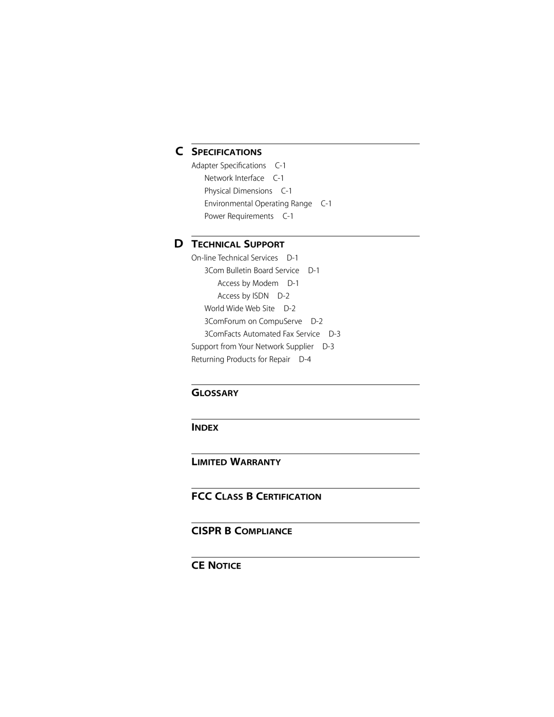 3Com 10/100BASE-T4 manual Cispr B Compliance 