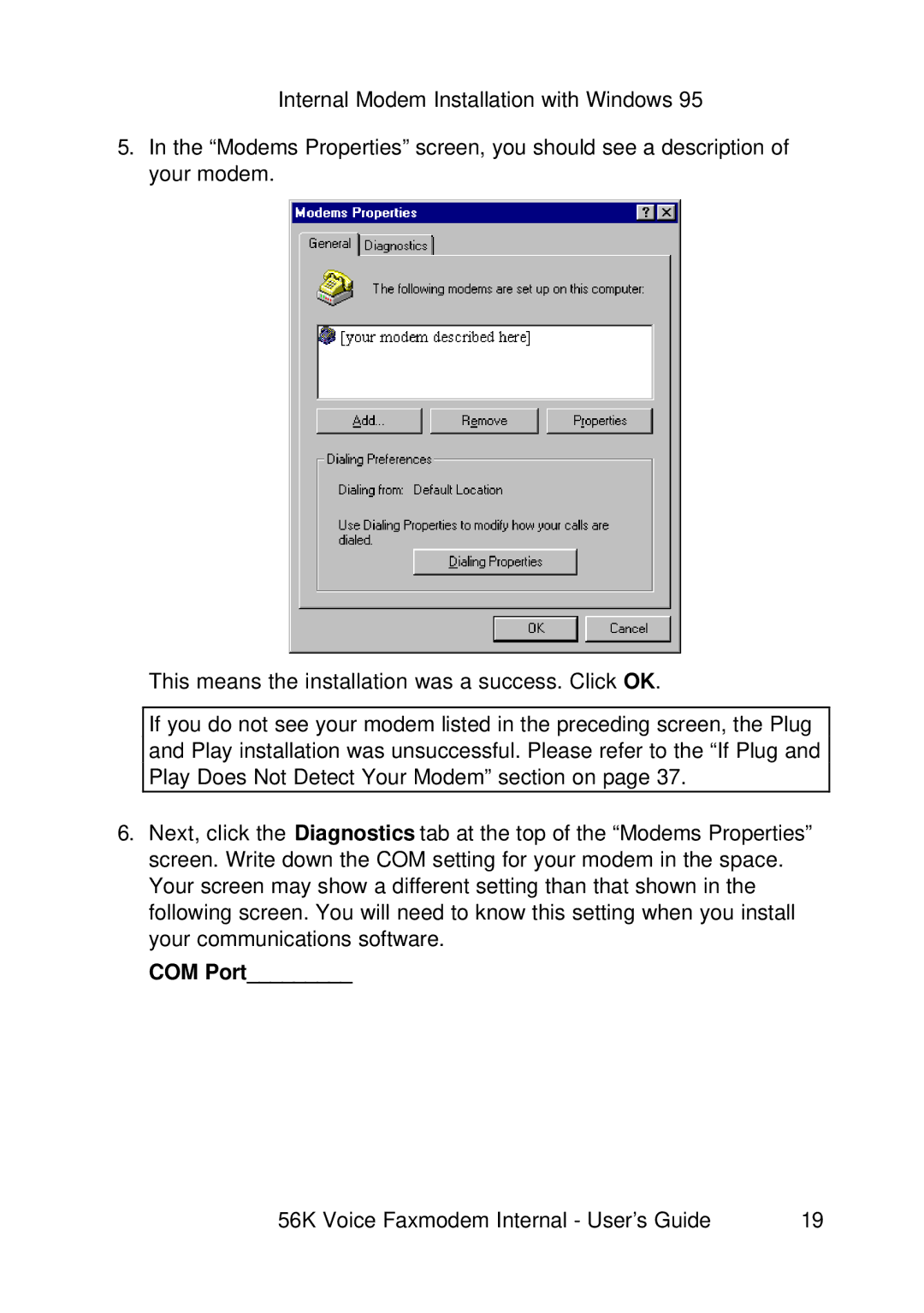 3Com 1.024.1644-00 manual COM Port 