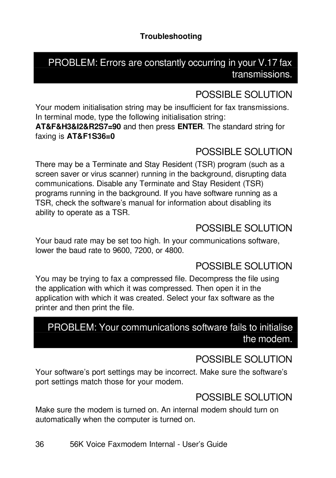 3Com 1.024.1644-00 manual Possible Solution 