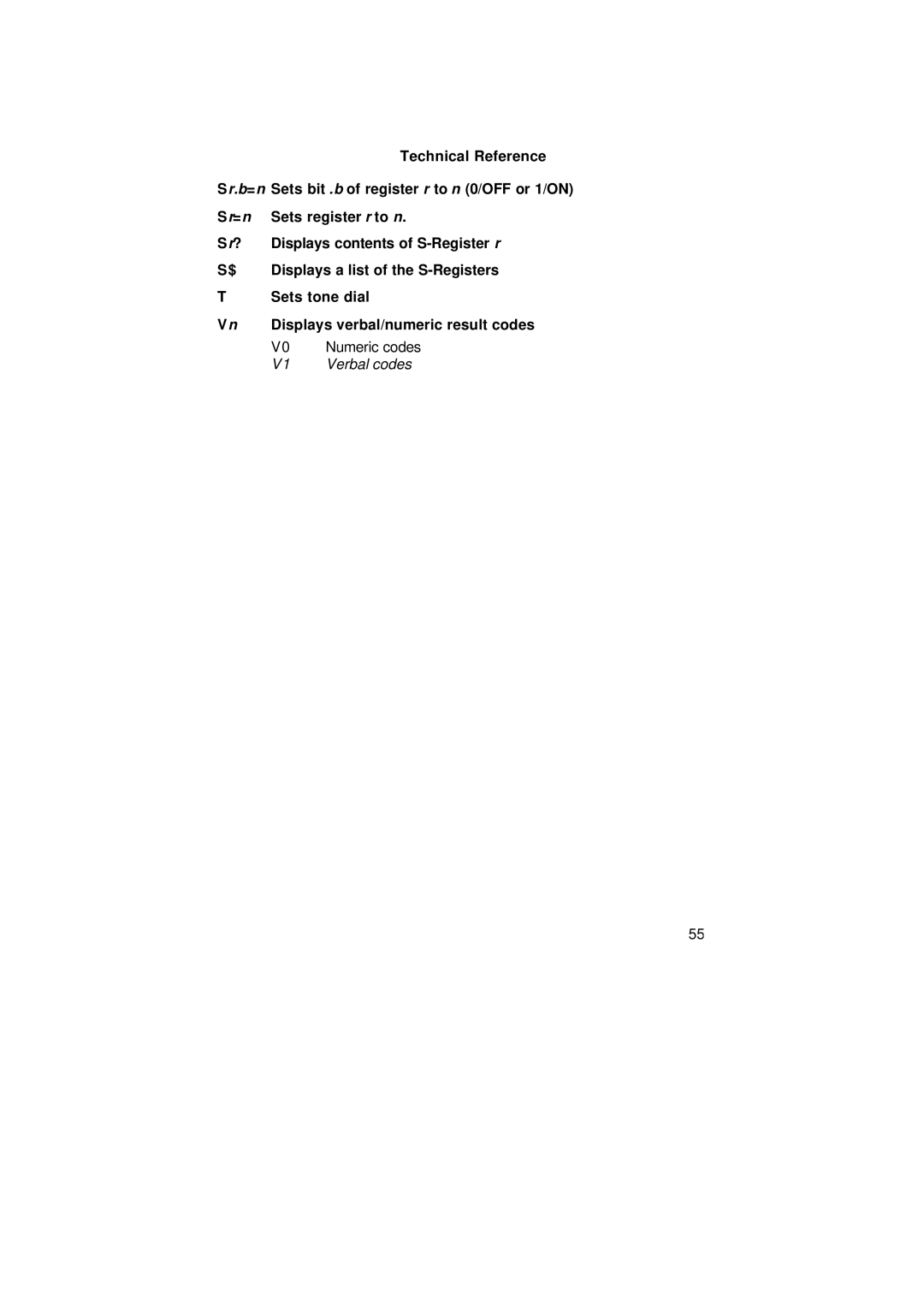 3Com 1.024.1644-00 manual Numeric codes, Verbal codes 