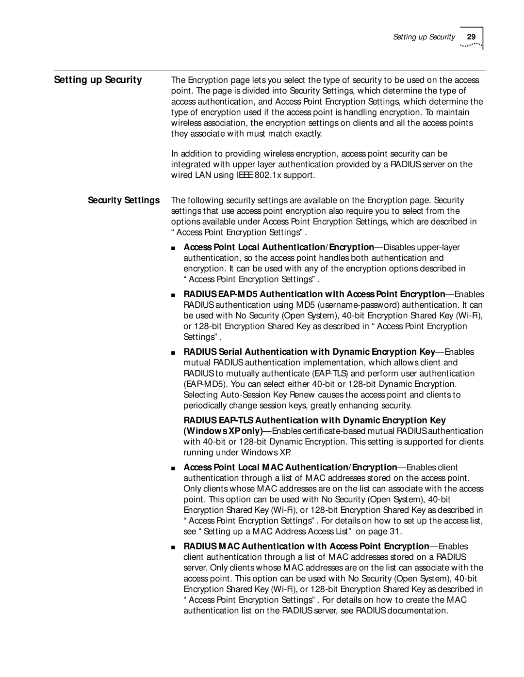 3Com 11 Mbps manual Setting up Security 