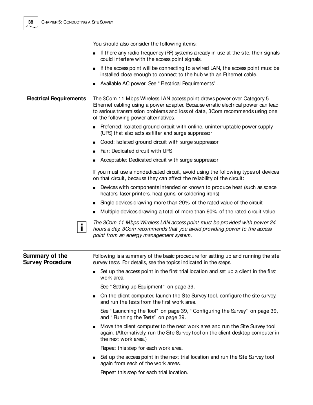 3Com 11 Mbps manual Summary, Survey Procedure 