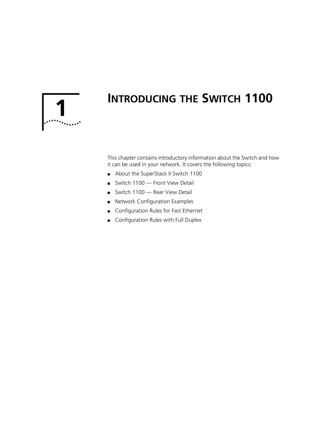 3Com 1100 manual Introducing the Switch 