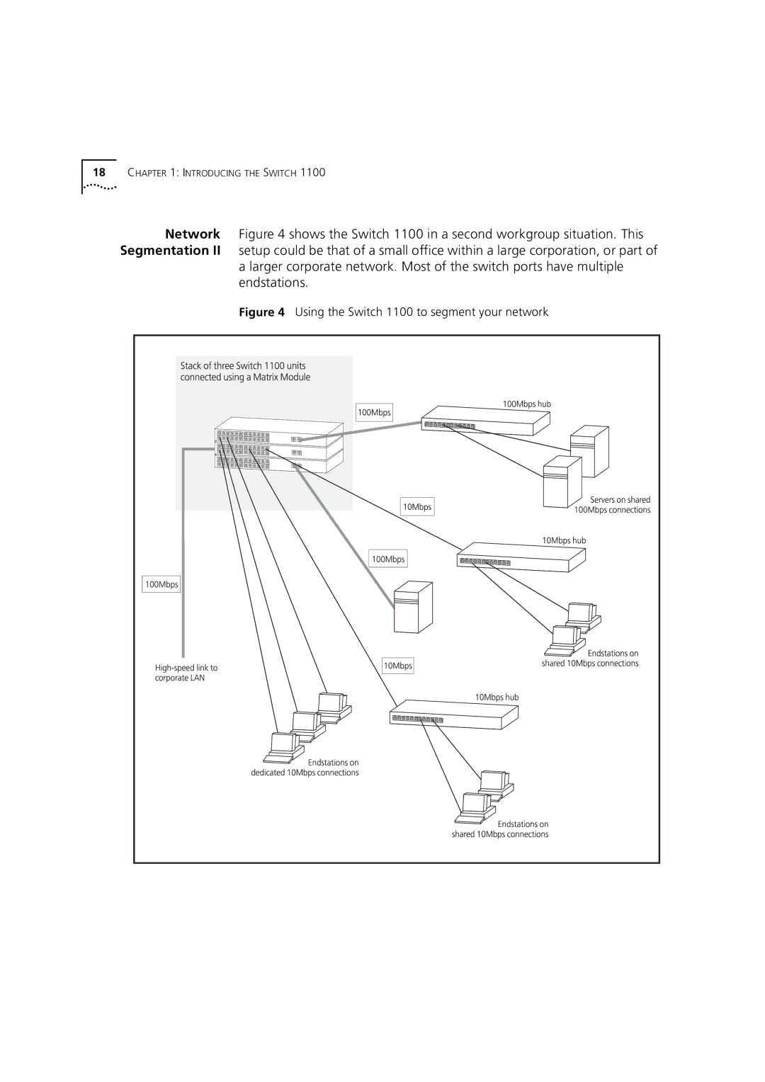 3Com manual Using the Switch 1100 to segment your network 