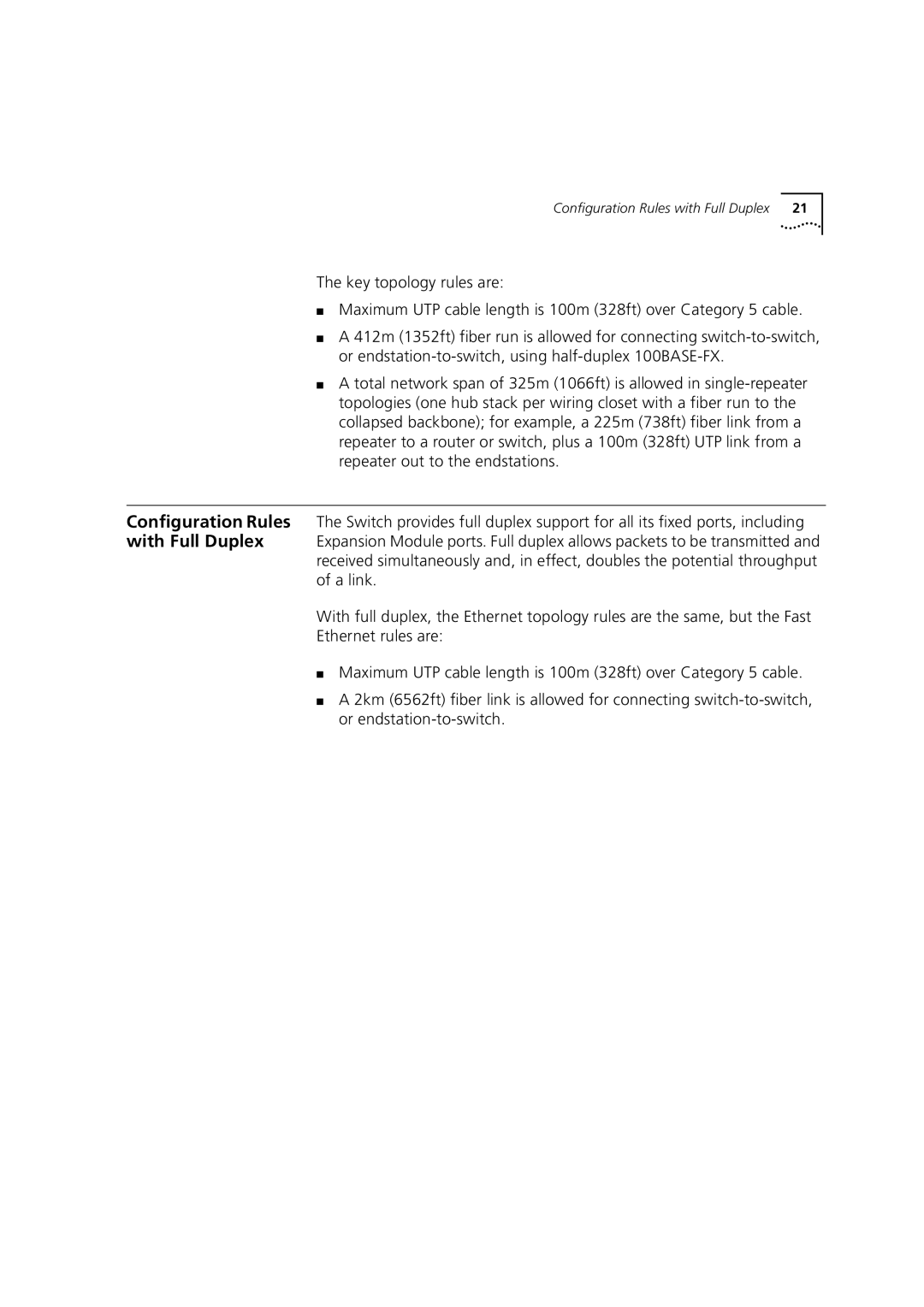 3Com 1100 manual Configuration Rules with Full Duplex 