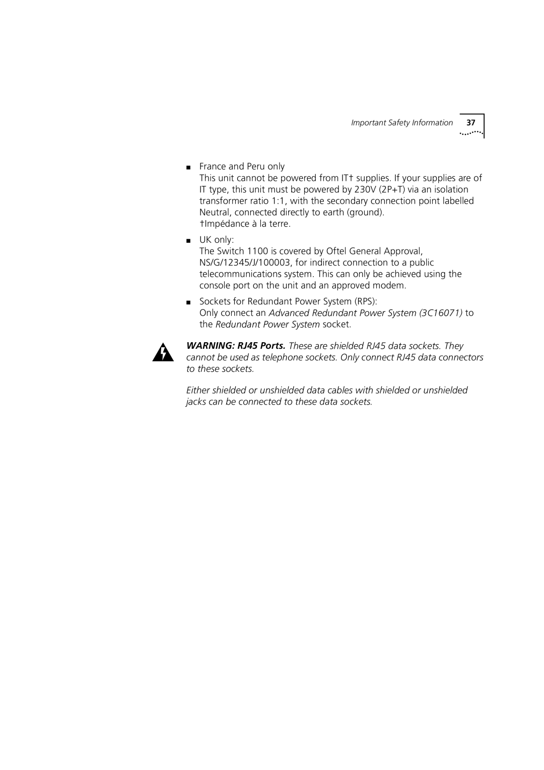 3Com 1100 manual Important Safety Information 