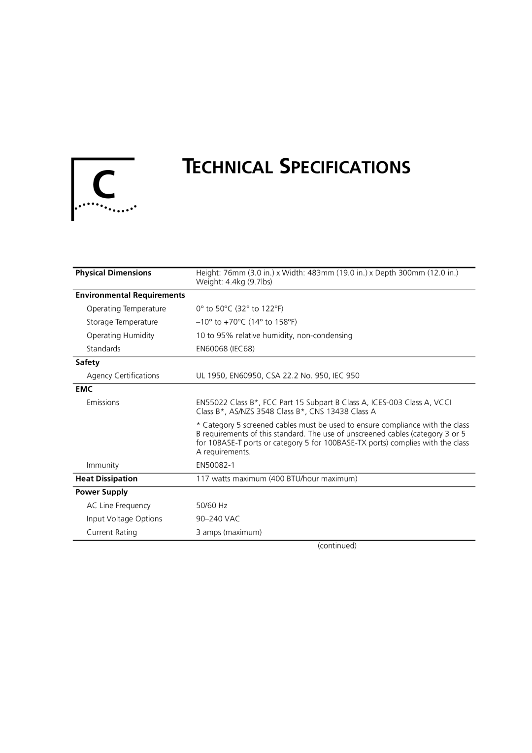 3Com 1100 manual Technical Specifications 