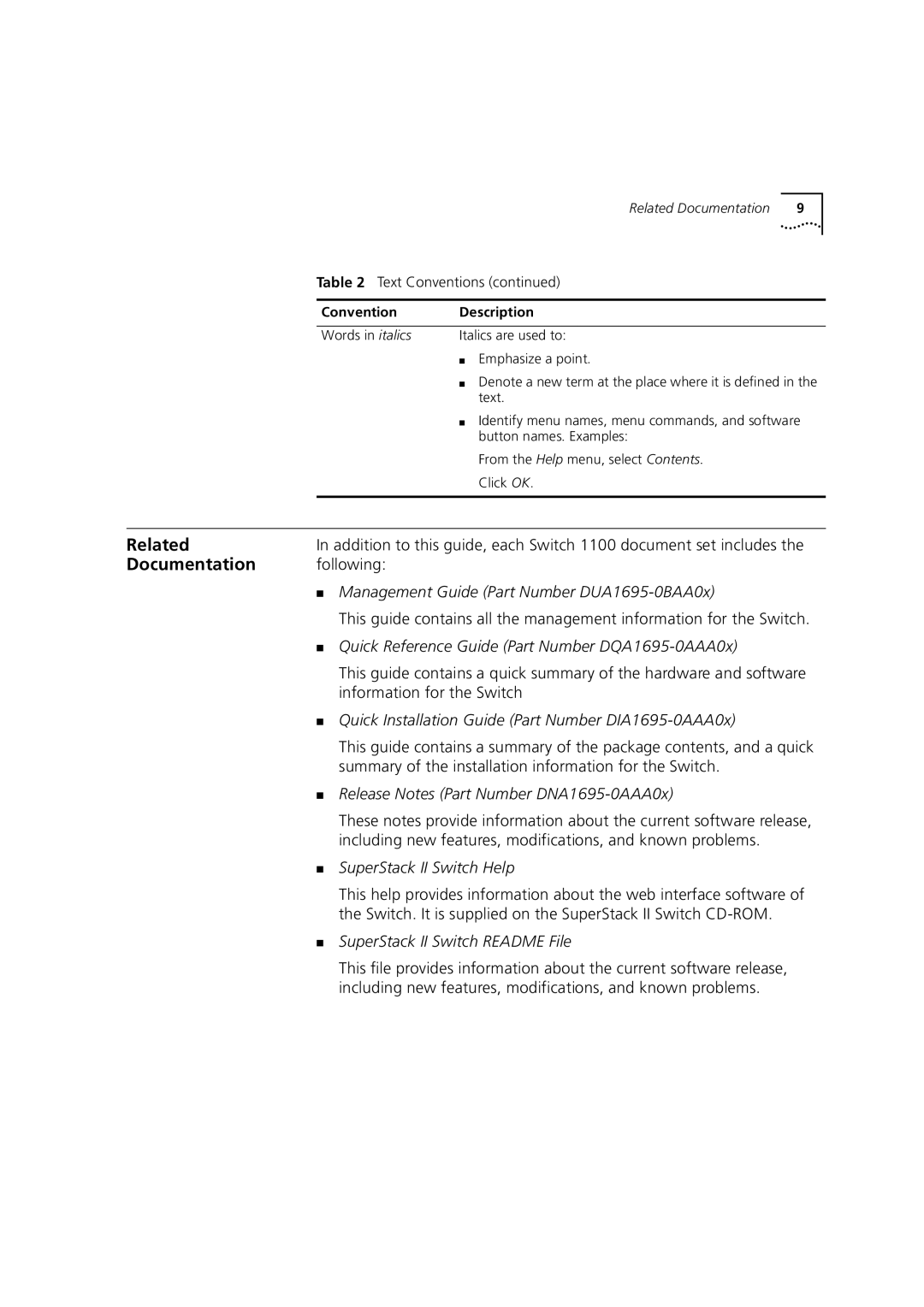 3Com 1100 manual Related, Documentation 