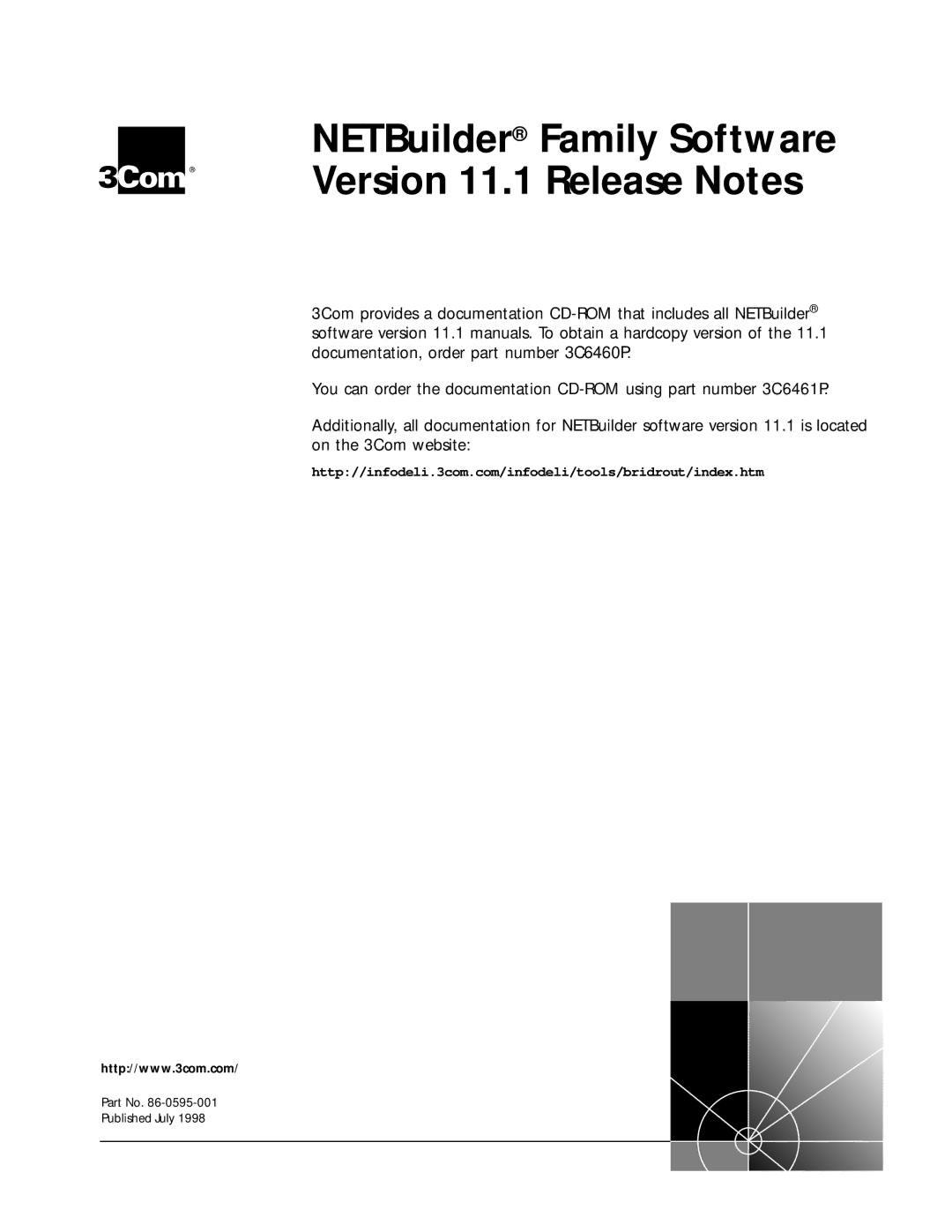 3Com manual NETBuilder Family Software Version 11.1 Release Notes 