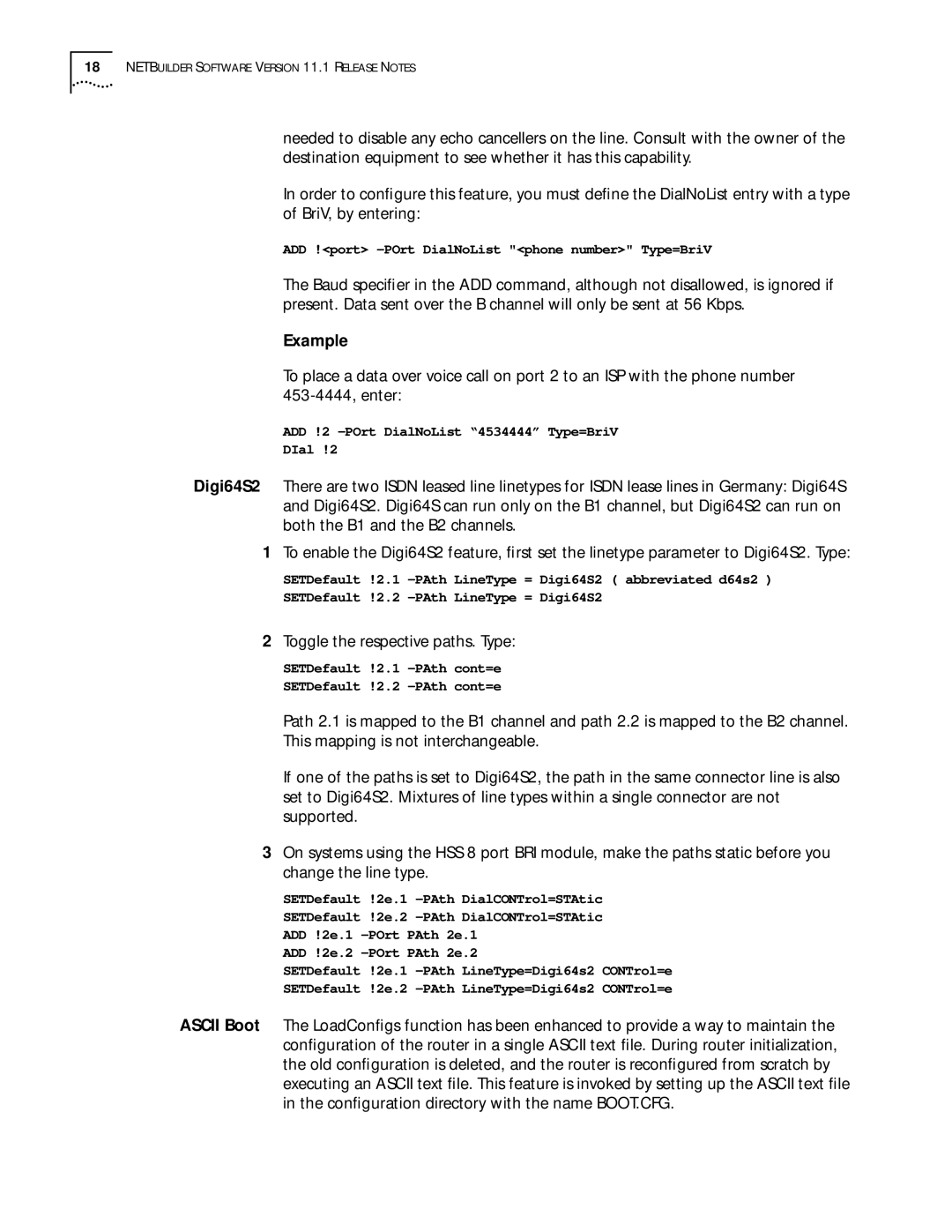 3Com 11.1 manual Example, Toggle the respective paths. Type 