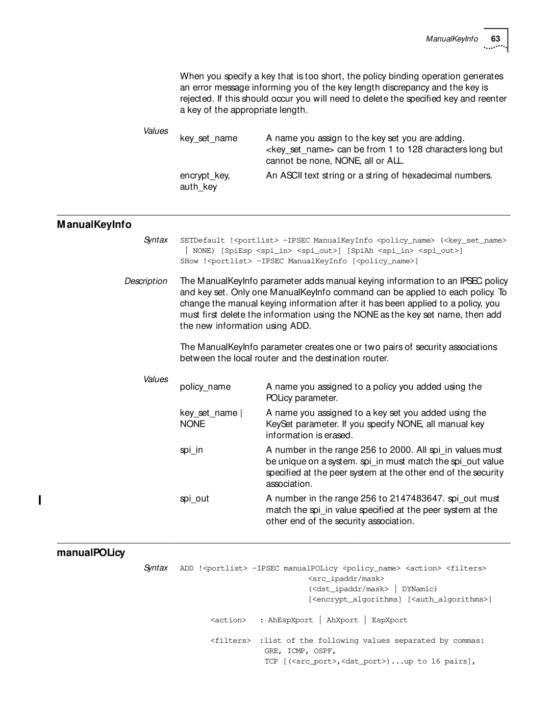 3Com 11.1 manual ManualKeyInfo, ManualPOLicy 