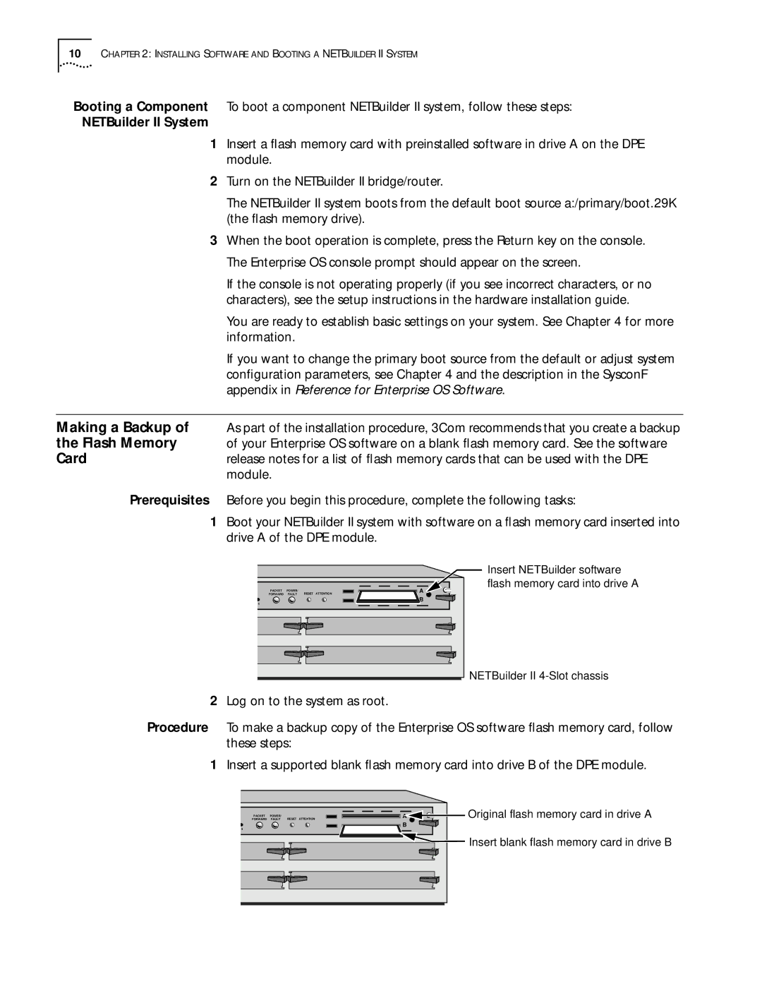 3Com 11.3 manual Making a Backup, Flash Memory, Card, NETBuilder II System, Module 