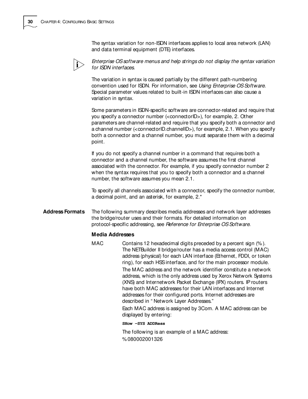 3Com 11.3 manual Media Addresses 