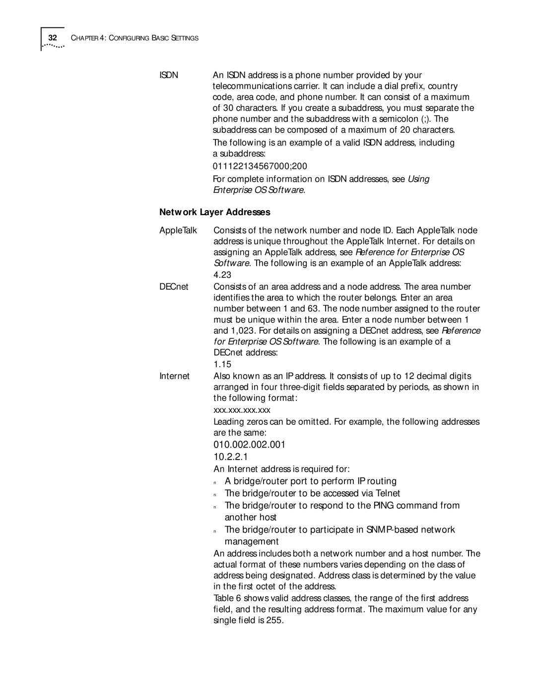 3Com 11.3 manual Network Layer Addresses 