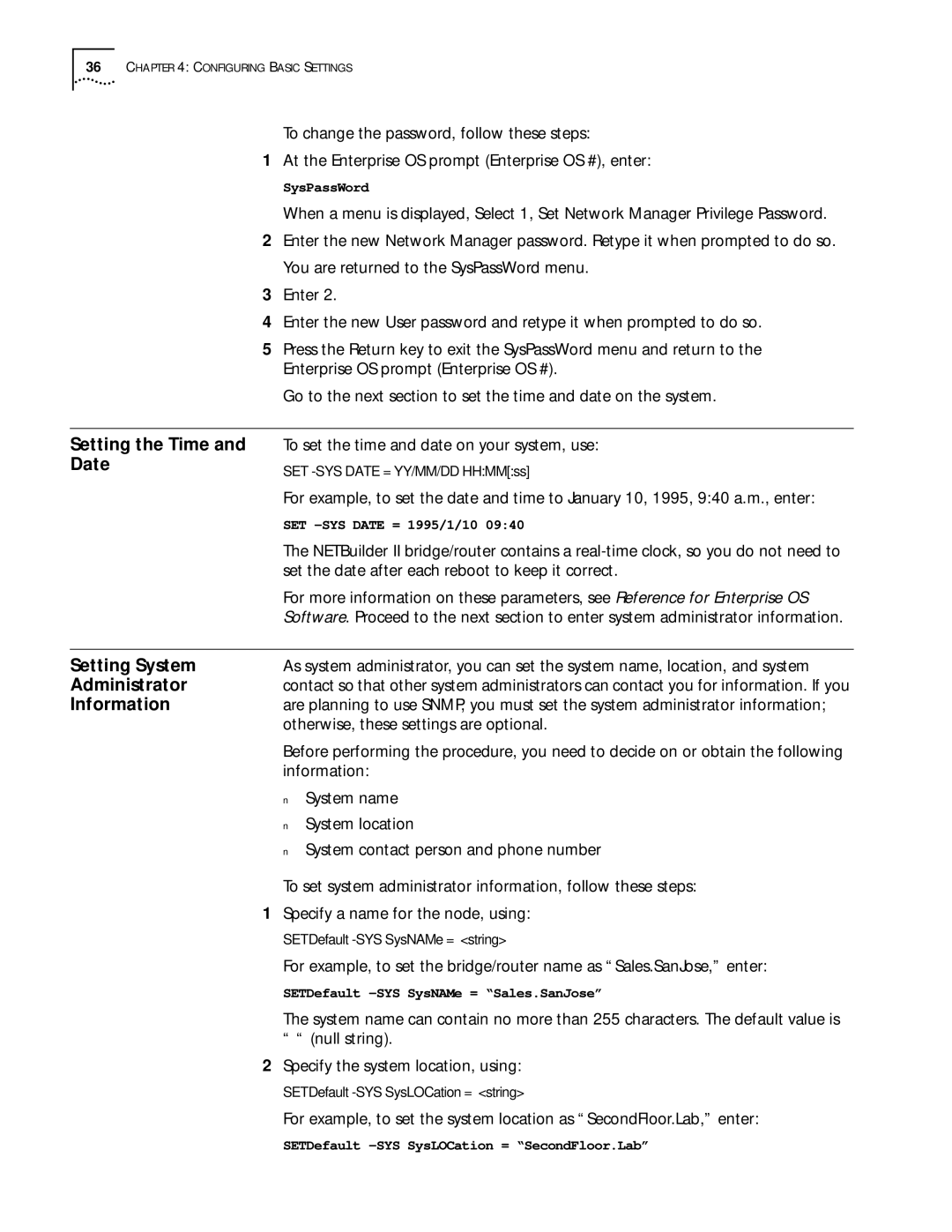 3Com 11.3 manual Setting the Time and Date, Setting System, Administrator, Information 