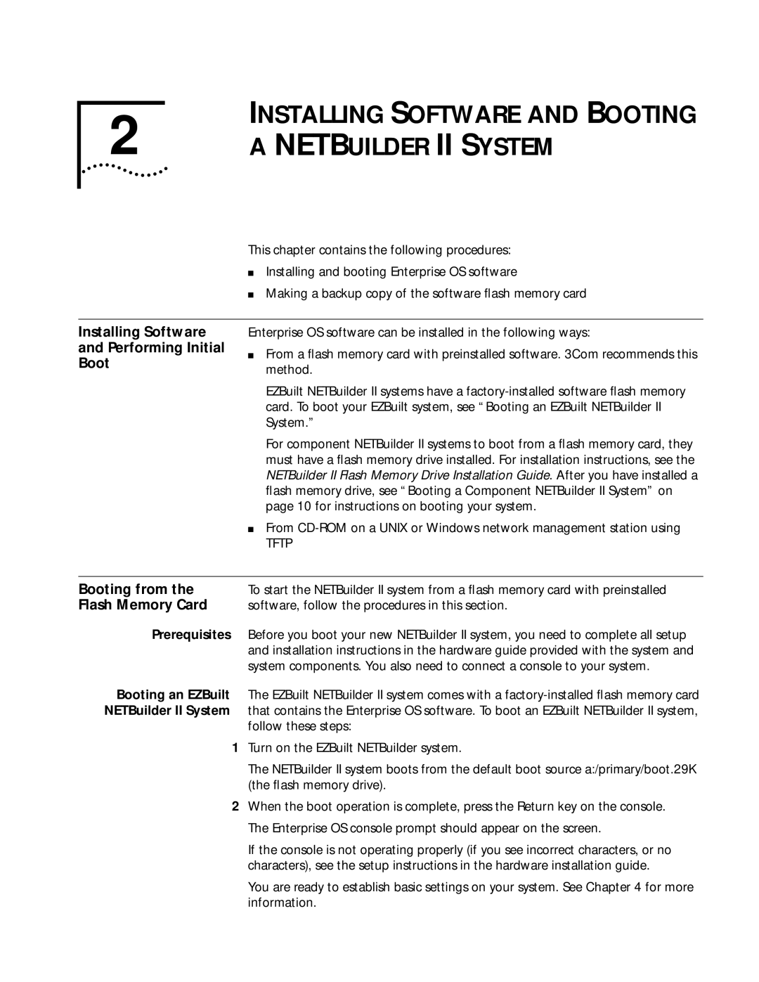 3Com 11.3 Installing Software and Booting Netbuilder II System, Installing Software Performing Initial Boot, Booting from 