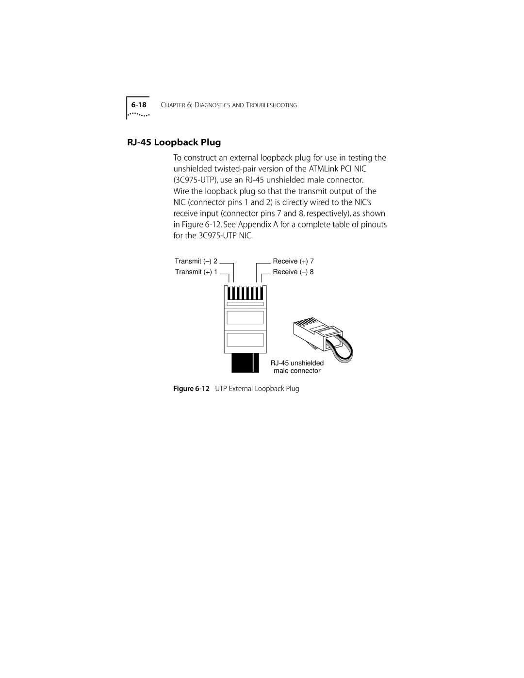 3Com 155 PCI manual RJ-45 Loopback Plug, UTP External Loopback Plug 