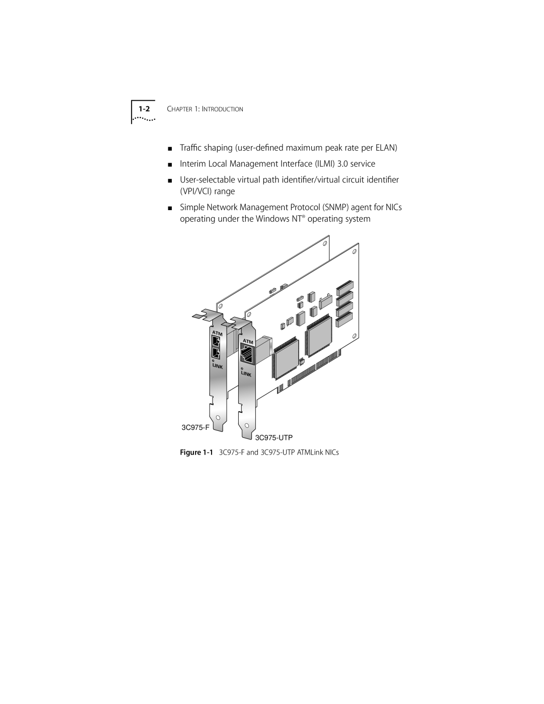 3Com 155 PCI manual 3C975-F and 3C975-UTP ATMLink NICs 