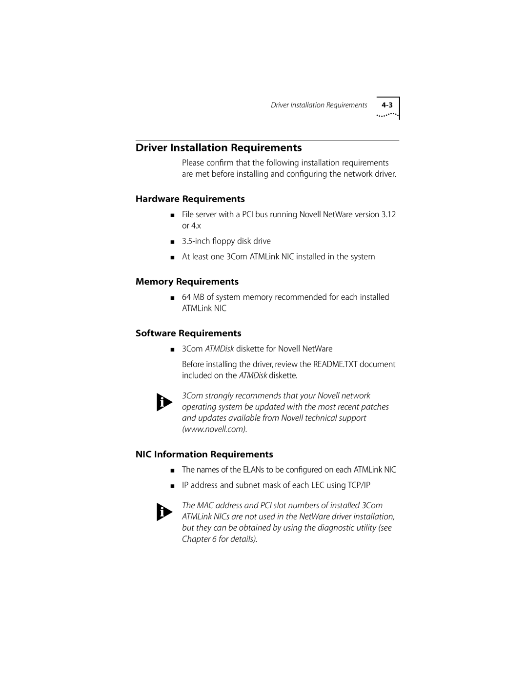 3Com 155 PCI manual Driver Installation Requirements 