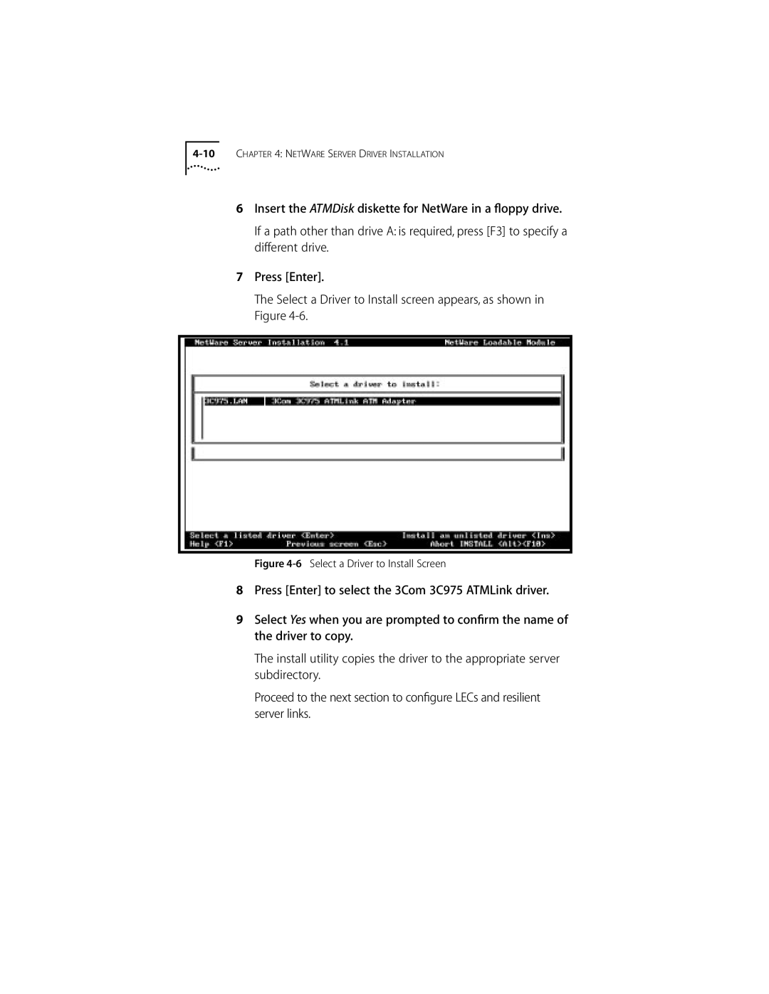 3Com 155 PCI manual Select a Driver to Install Screen 