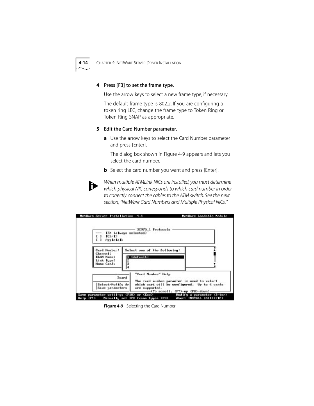 3Com 155 PCI manual Selecting the Card Number 