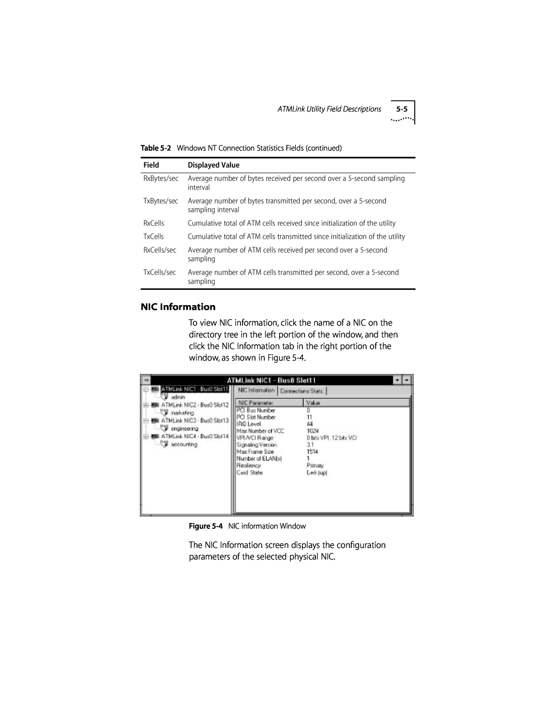 3Com 155 PCI manual NIC Information, ATMLink Utility Field Descriptions 