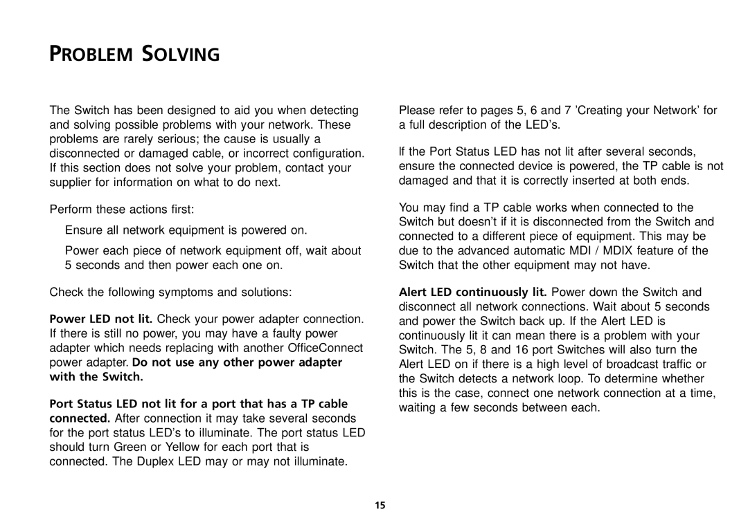 3Com 16 Plus manual Problem Solving 