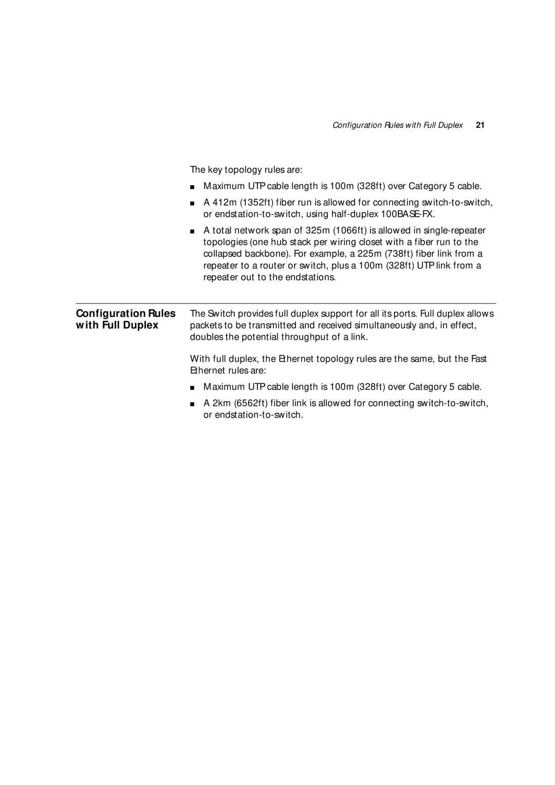 3Com 16985ua.bk manual Configuration Rules with Full Duplex 