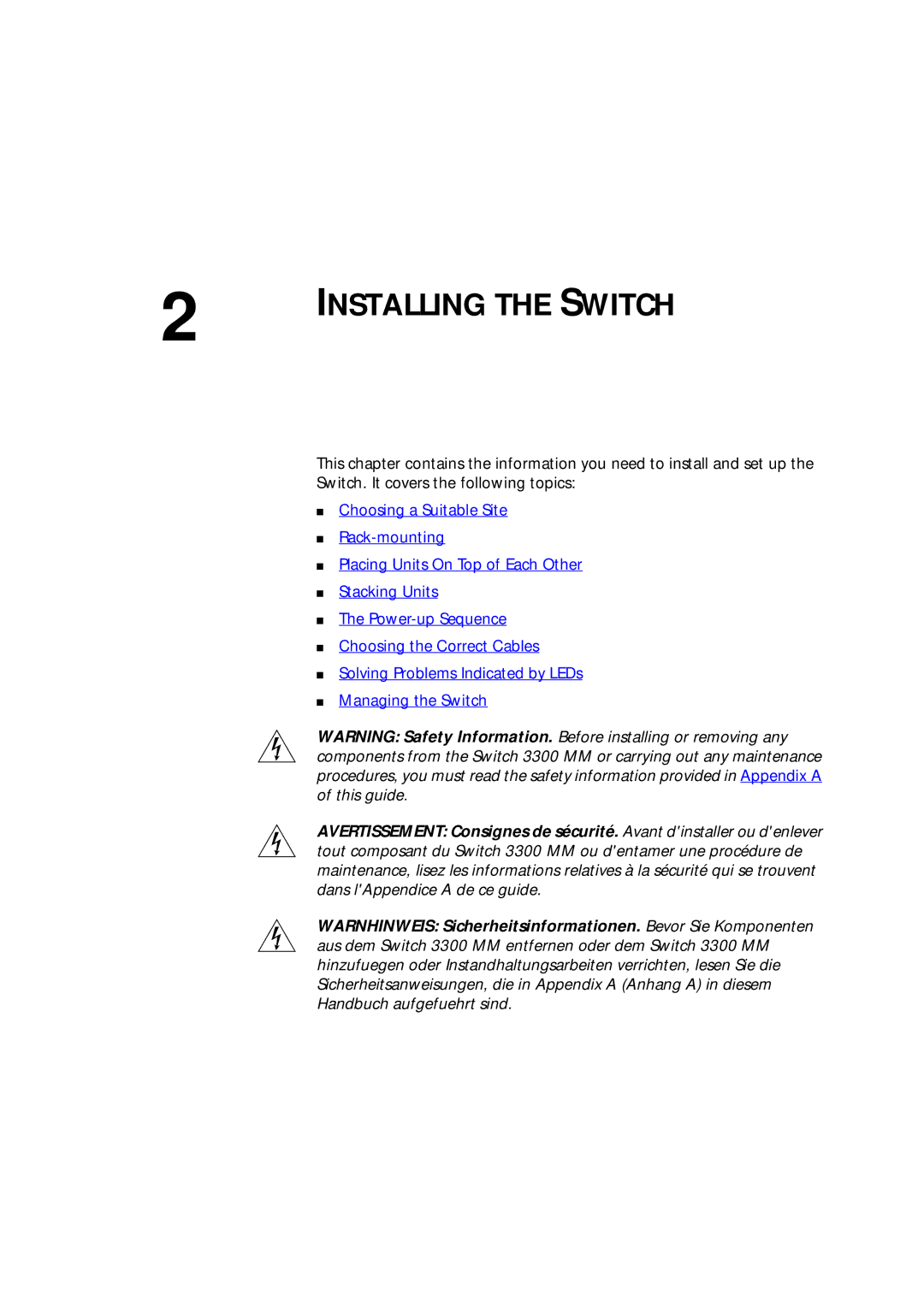 3Com 16985ua.bk manual Installing the Switch 