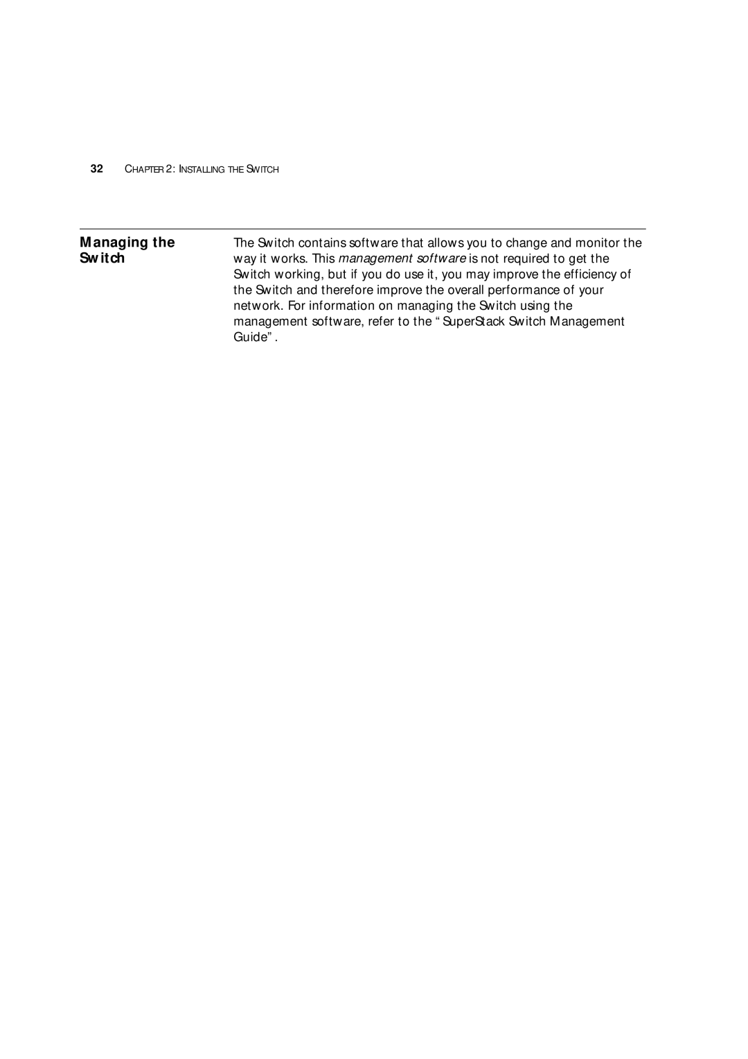 3Com 16985ua.bk manual Managing, Network. For information on managing the Switch using, Guide 