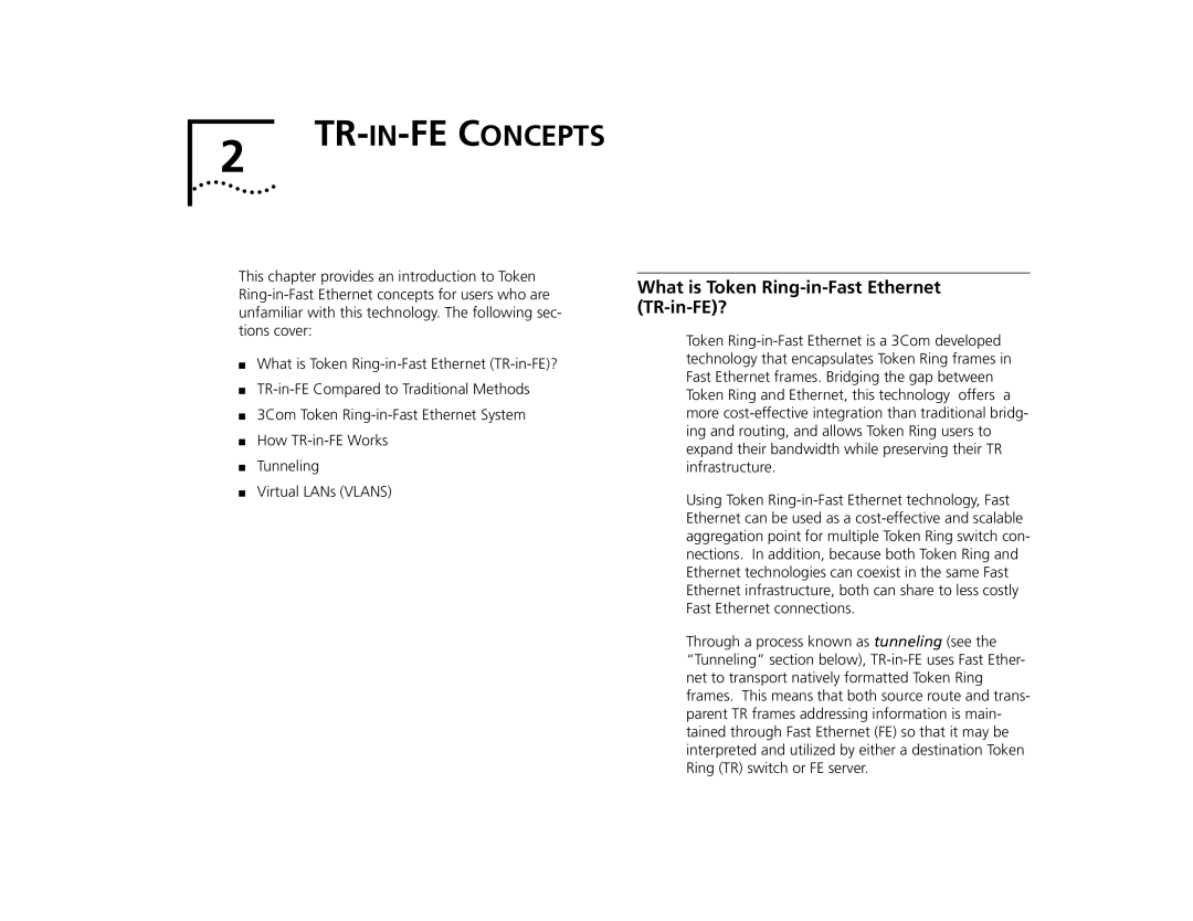 3Com 2000 TR manual TR-IN-FE Concepts, What is Token Ring-in-Fast Ethernet TR-in-FE? 