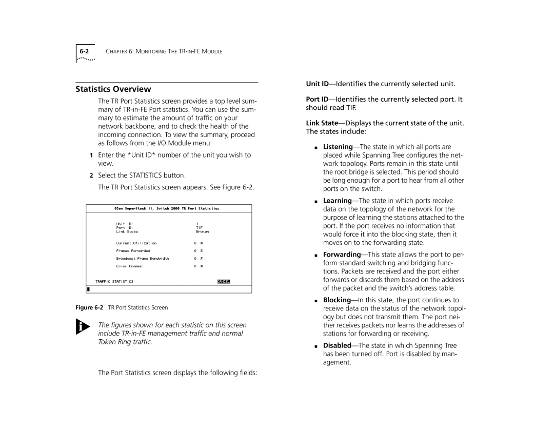 3Com 2000 TR manual Statistics Overview, 2TR Port Statistics Screen 