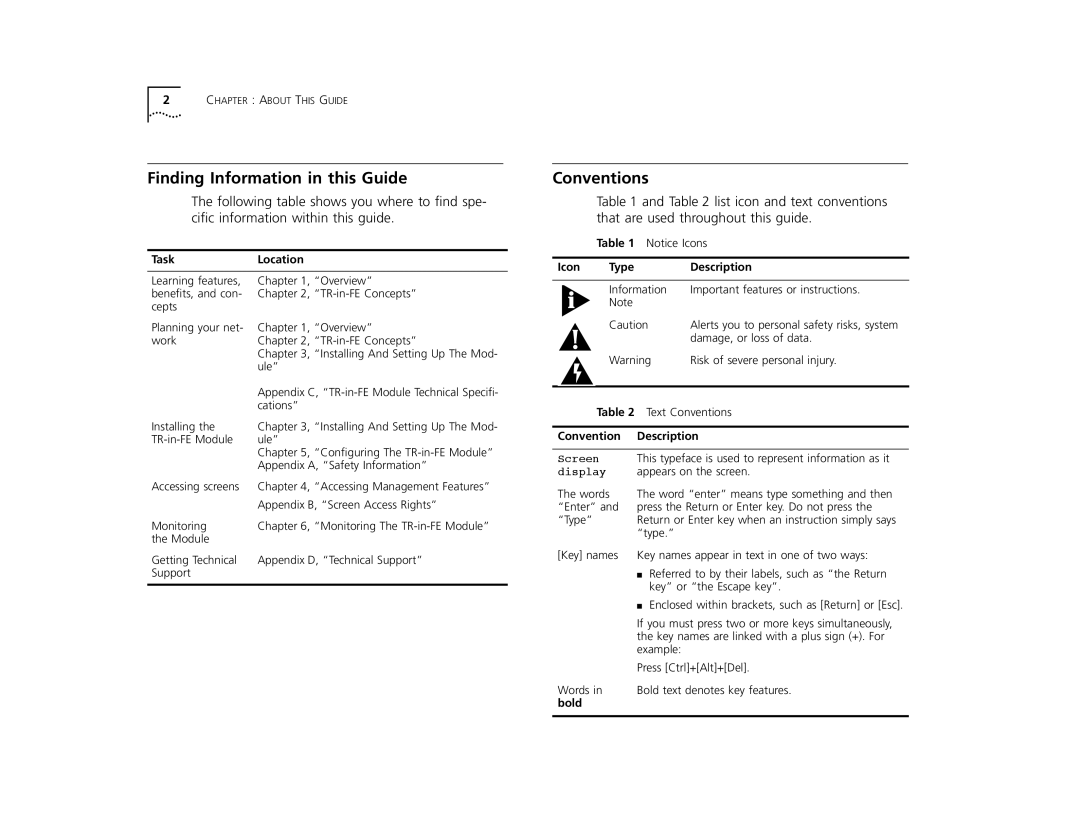 3Com 2000 TR manual Finding Information in this Guide, Conventions 